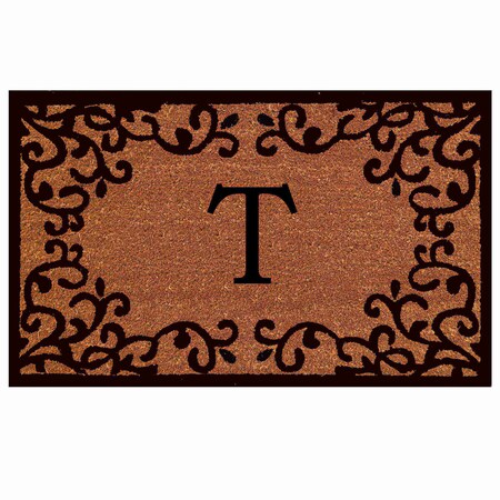 Monogram Door Mat, Natural, Black, 18 in W x 30 in L